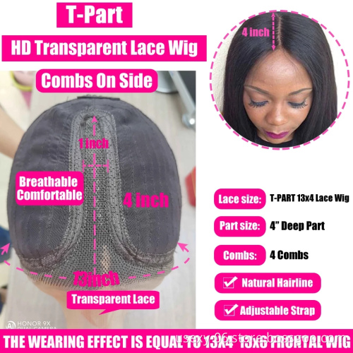 100% natural virgin human hair wigs for black women body wave 13x4 transparent T part lace front wigs human hair braizilian wigs